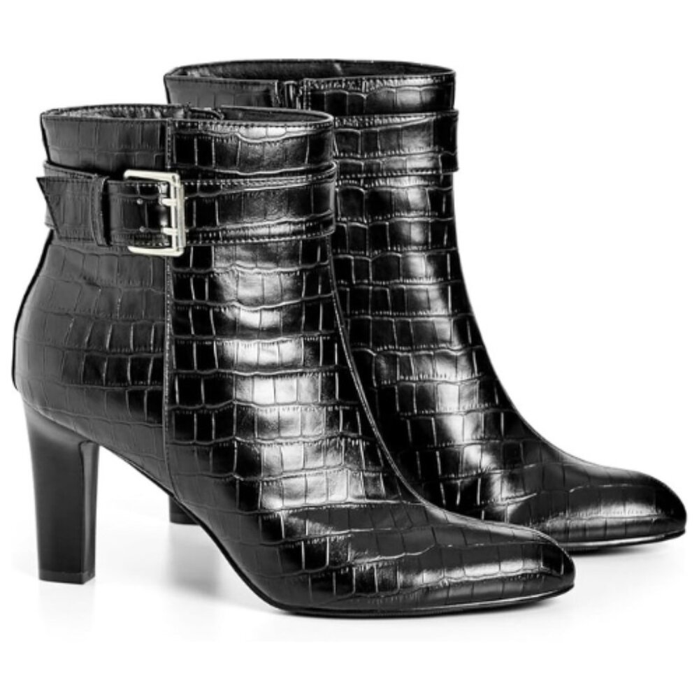 City Chic Women's Faux Croc Fashion Boot Wide Fit Size 10W | 41EUR
